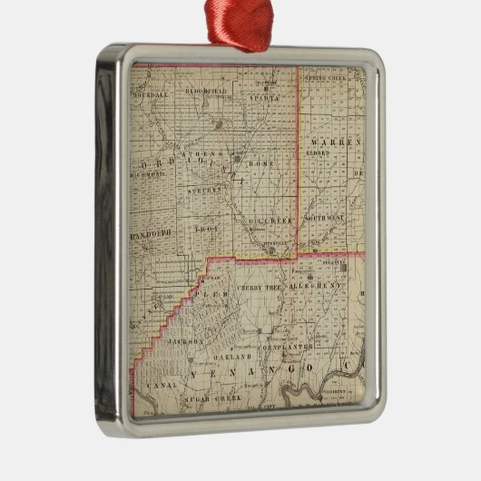 Kaart van de olieregio Pennsylvania Metalen Ornament (Rechts)