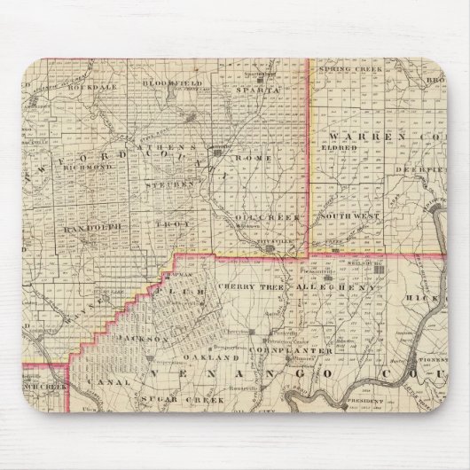 Kaart van de olieregio Pennsylvania Muismat (Voorkant)