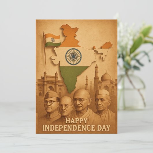 Kaart van de Onafhankelijkheidsdag (Staand voorkant)