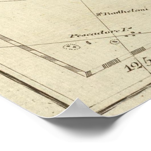 Kaart van de ontdekkingen van Cook en Clerke 2 Poster (Hoek)