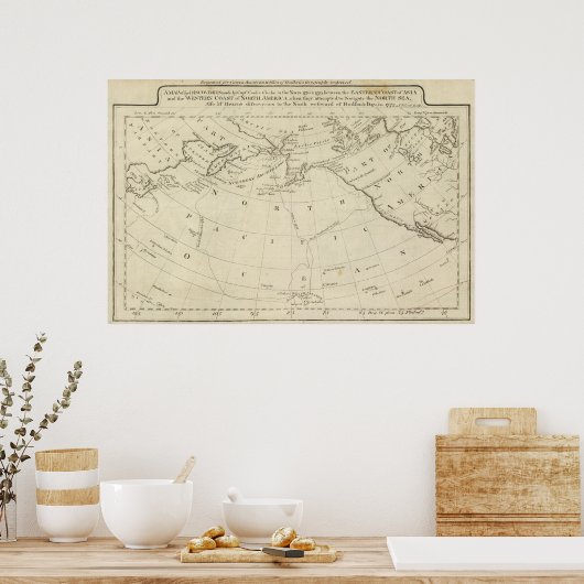 Kaart van de ontdekkingen van Cook en Clerke 2 Poster (Keuken)