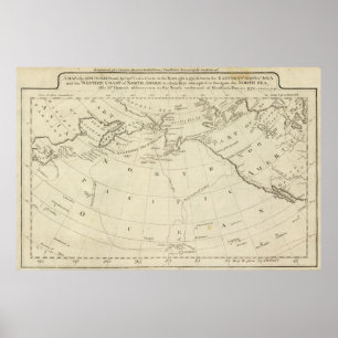 Kaart van de ontdekkingen van Cook en Clerke 2 Poster