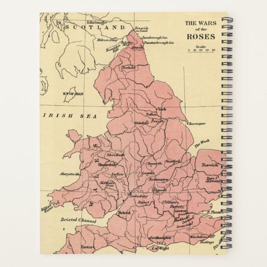 Kaart van de Oorlog van de Rozen Planner (Achterkant)
