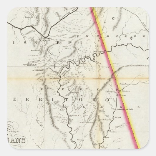 Kaart van de Oorlogsstoel onder de Kreek-Indiërs Vierkante Sticker (Voorkant)