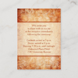 Kaart van de Oranje en ivoren Floral Reception Enc