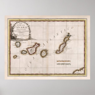 kaart van de oude Canarische Eilanden (1798) Poster