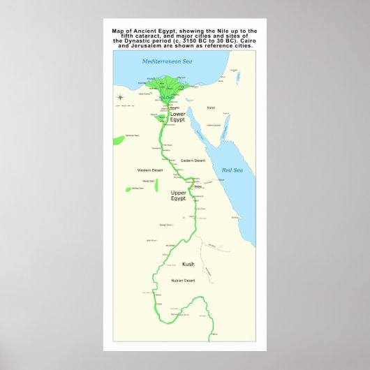 Kaart van de oude Egyptische Dynastische Periode Poster (Voorkant)