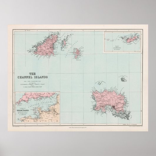 Kaart van de oude Kanaaleilanden (1904) Guernsey e Poster (Voorkant)