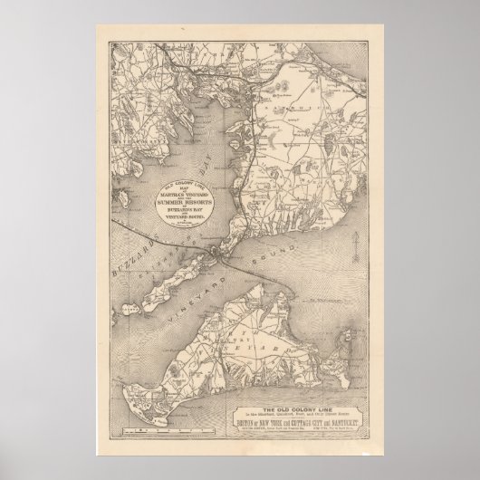 kaart van de oude kolonielijn van Kaapverdië (188 Poster (Voorkant)