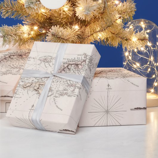 kaart van de oude Maagdeneilanden (1821)  Cadeaupapier (Feestdagen)