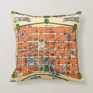 Kaart van de oude New Orleans Kussen