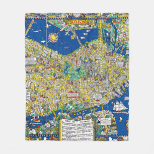 Kaart van de oude stad van de vintage van Boston K Fleece Deken