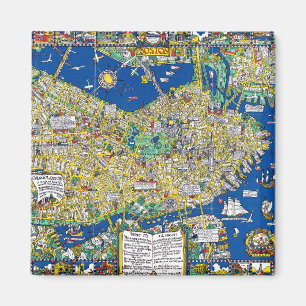 Kaart van de oude stad van de vintage van Boston K Magneet