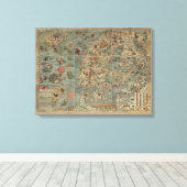 Kaart van de Oude Wereld "Carta Marina" Canvas Afdruk (Insitu (Houten vloer))