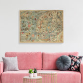 Kaart van de Oude Wereld "Carta Marina" Canvas Afdruk (Insitu (Woonkamer))