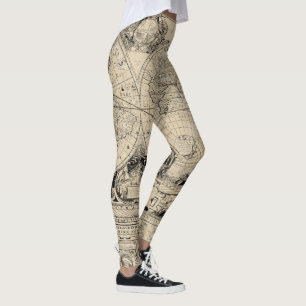 kaart van de oude wereld leggings
