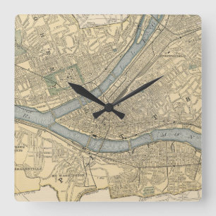  kaart van de PA van Pittsburgh (1891) Vierkante Klok