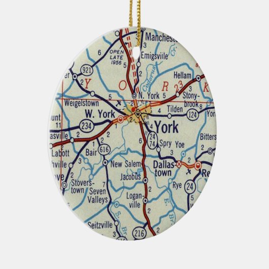  kaart van de PA van York Keramisch Ornament (Rechts)