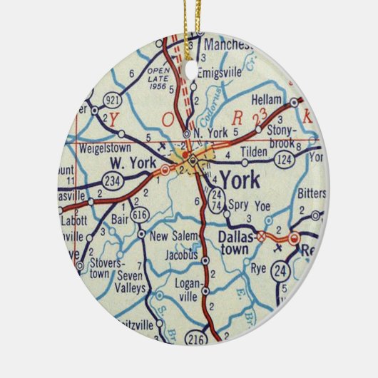 kaart van de PA van York Keramisch Ornament (Links)