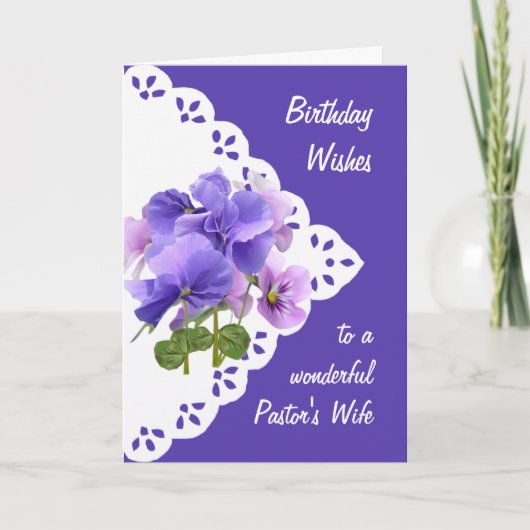 Kaart van de Pansy Flower Pastor's Wife Birthday (Voorkant)