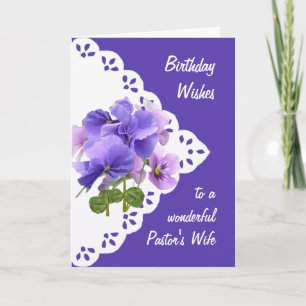 Kaart van de  Pansy Flower Pastor's Wife Birthday