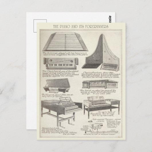  kaart van de Piano en het is Voorlopers (Voorkant / Achterkant)