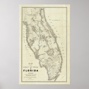 Kaart van de plaats van oorlog in Florida Poster
