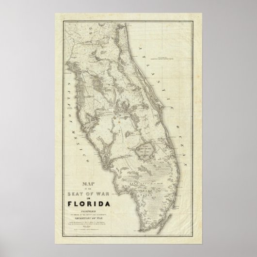 Kaart van de plaats van oorlog in Florida Poster (Voorkant)