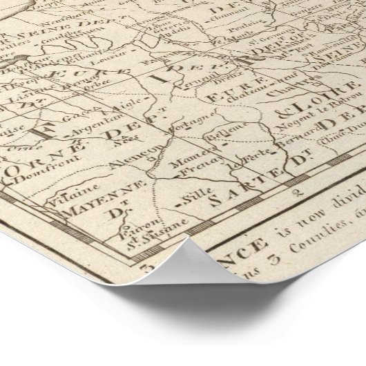 Kaart van de plaats van oorlog in Frankrijk 2 Poster (Hoek)