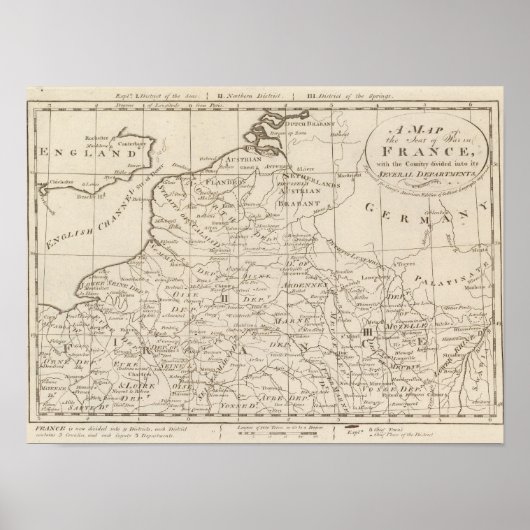 Kaart van de plaats van oorlog in Frankrijk 2 Poster (Voorkant)