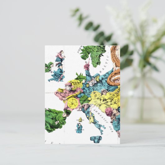  kaart van de politieke Cartoon van Europa (1877) (Staand voorkant)