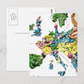  kaart van de politieke Cartoon van Europa (1877) (Voorkant / Achterkant)