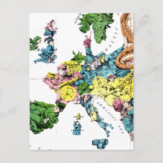  kaart van de politieke Cartoon van Europa (1877) (Voorkant)