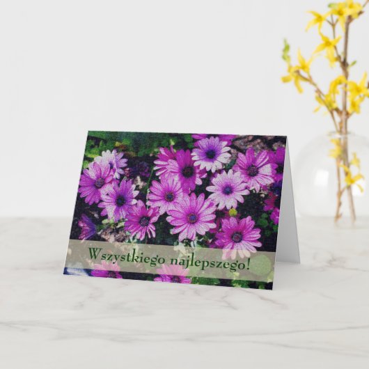 Kaart van de Poolse Bloemenverjaardag Sto Lat Afri (Gele Bloem)