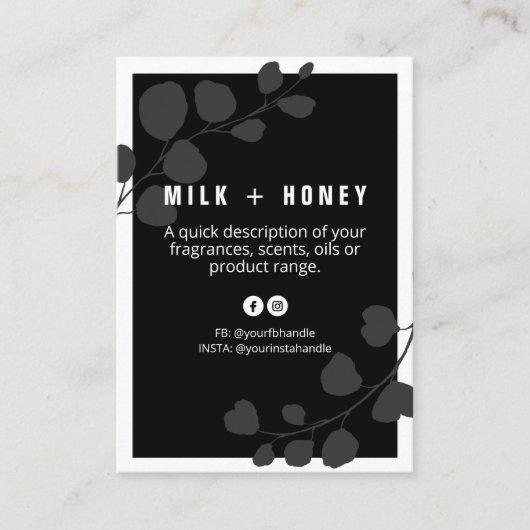 Kaart van de productlijst van bladzijden (zwart-wi visitekaartje (Voorkant)