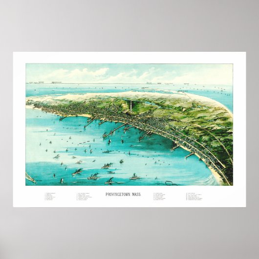 Kaart van de Provincetown, Kaapskabeljauw van 1910 Poster (Voorkant)