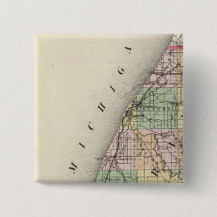 Kaart van de provincie Berrien, Michigan Vierkante Button 5,1 Cm