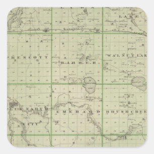 Kaart van de provincie Faribault, Minnesota Vierkante Sticker