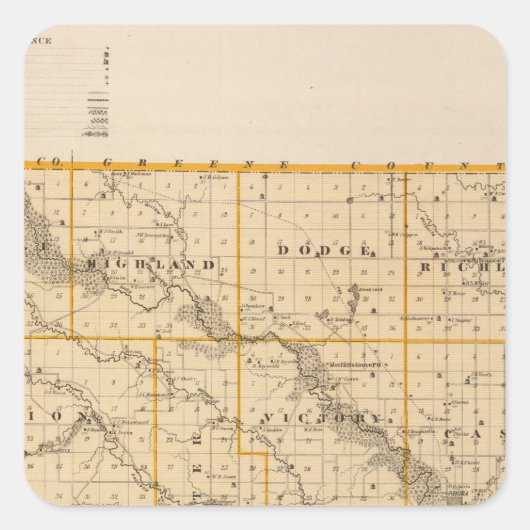 Kaart van de provincie Guthrie, staat Iowa Vierkante Sticker (Voorkant)