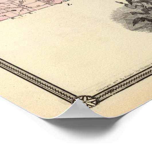 Kaart van de provincie Iowa, de staat Wisconsin Poster (Hoek)