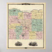 Kaart van de provincie Iowa, de staat Wisconsin Poster (Voorkant)