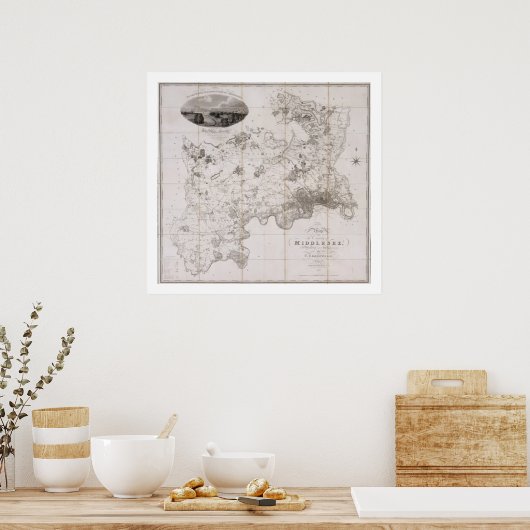 Kaart van de provincie Middlesex, gepubliceerd in  Poster (Keuken)