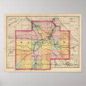 Kaart van de provincie Saginaw, Michigan Poster (Voorkant)