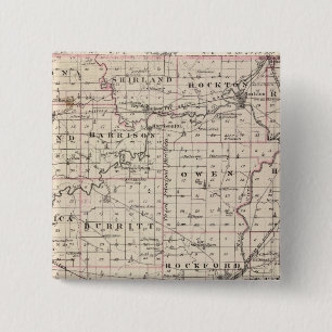 Kaart van de provincie Winnebago en Belvidere Vierkante Button 5,1 Cm