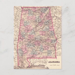 kaart van de provincies Alabama (1876)