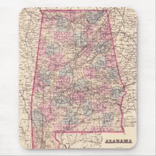  kaart van de provincies Alabama (1876) Muismat