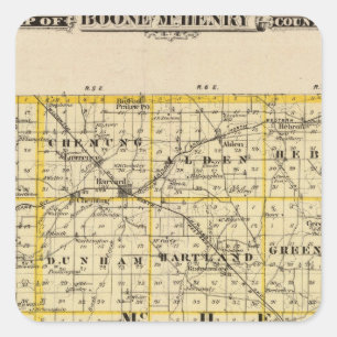 Kaart van de provincies Boone en McHenry Vierkante Sticker