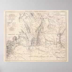 Kaart van de provincies Cordova en San Luis Poster