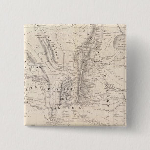 Kaart van de provincies Cordova en San Luis Vierkante Button 5,1 Cm