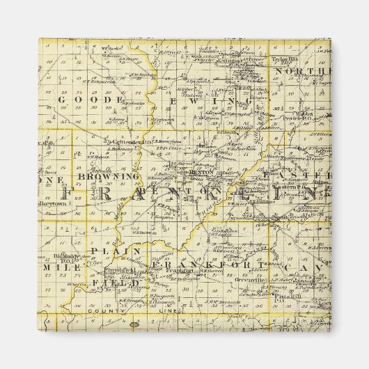 Kaart van de provincies Franklin en Williamson Magneet (Voorkant)